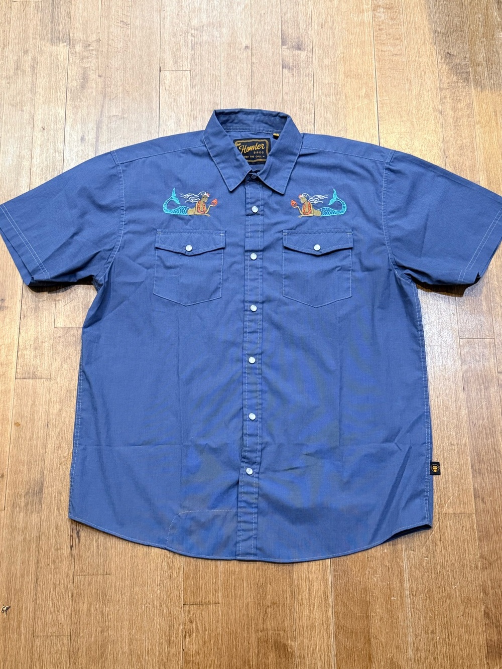 Howler Brothers - Mermaid- Short-Sleeve Embroidered Button-Down - LARGE NWOT
